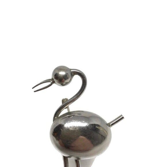Whimsical Large Silver Tone Flamingo Brooch - Picture 5 of 8